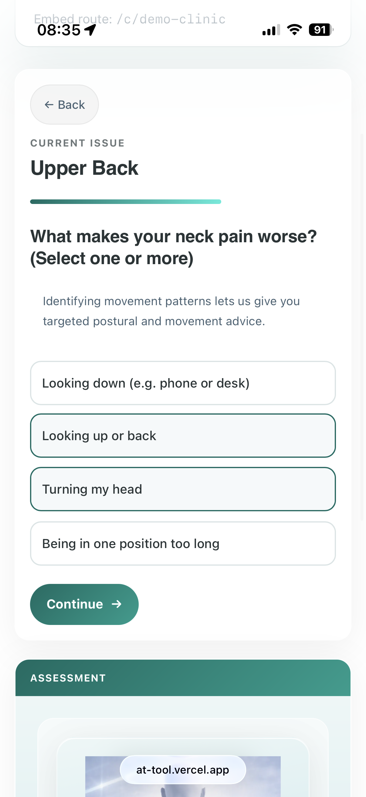 Step 2 - Answer symptom questions